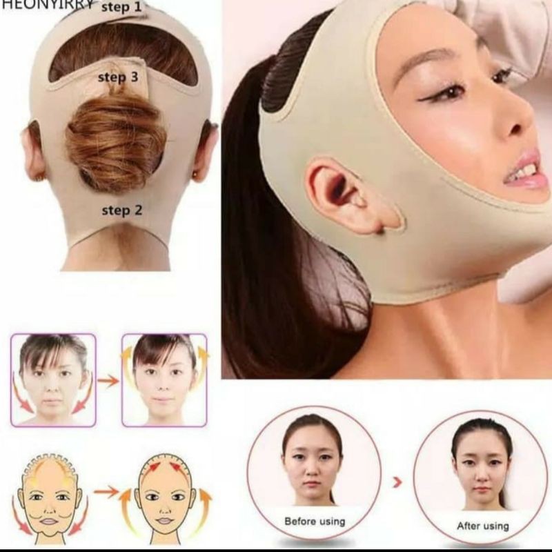 3D SHAPE OVAL FACE SLIM LIFT UP BELT DOUBLE CHIN SABUK PENIRUS WAJAH PIPI  (BEIGE)