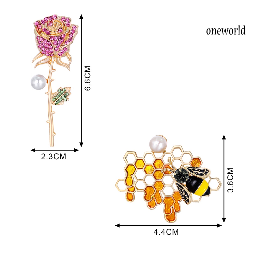 OW@ Collar Badge Multi-color Clothes Accessories Elegant Cartoon Bee Rhinestone Brooch for Party