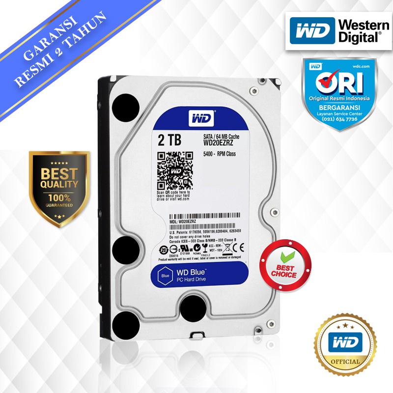 Harddisk WD BLUE 2 TB SATA Internal 3.5&quot; BARU , Hardisk 2 TB Internal PC 3.5&quot; BARU - Garansi Resmi 2 Tahun