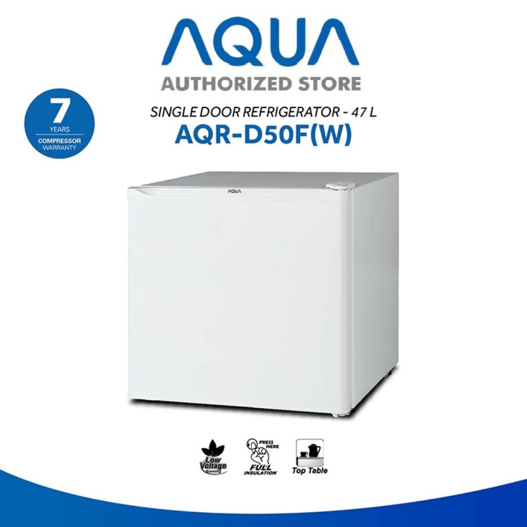 AQUA JAPAN AQR-D50F(W) Kulkas Mini Bar 47 Liter | LOW VOLTAGE RUNNING