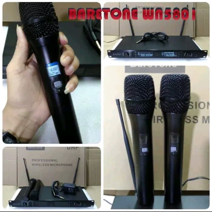 BARETONE MIC WIRELESS UHF + GANTI FREKUENSI WM5801 bonus busa mic