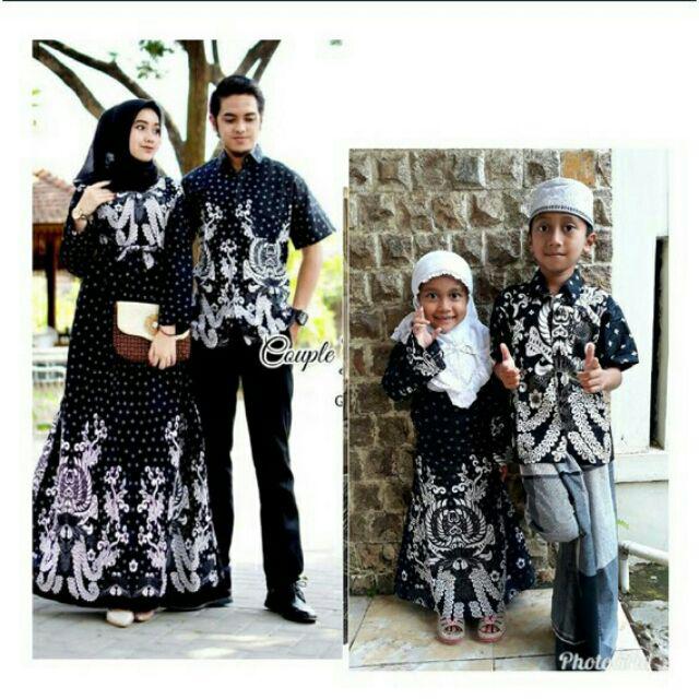 Baju Batik Couple Gamis Batik Keluarga Motif Gurita Putih Modern Terkini Terbaru
