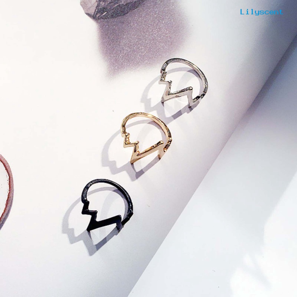 Ls Cincin Bentuk ECG Bahan Alloy Gaya Amerika Untuk Pria Dan Wanita