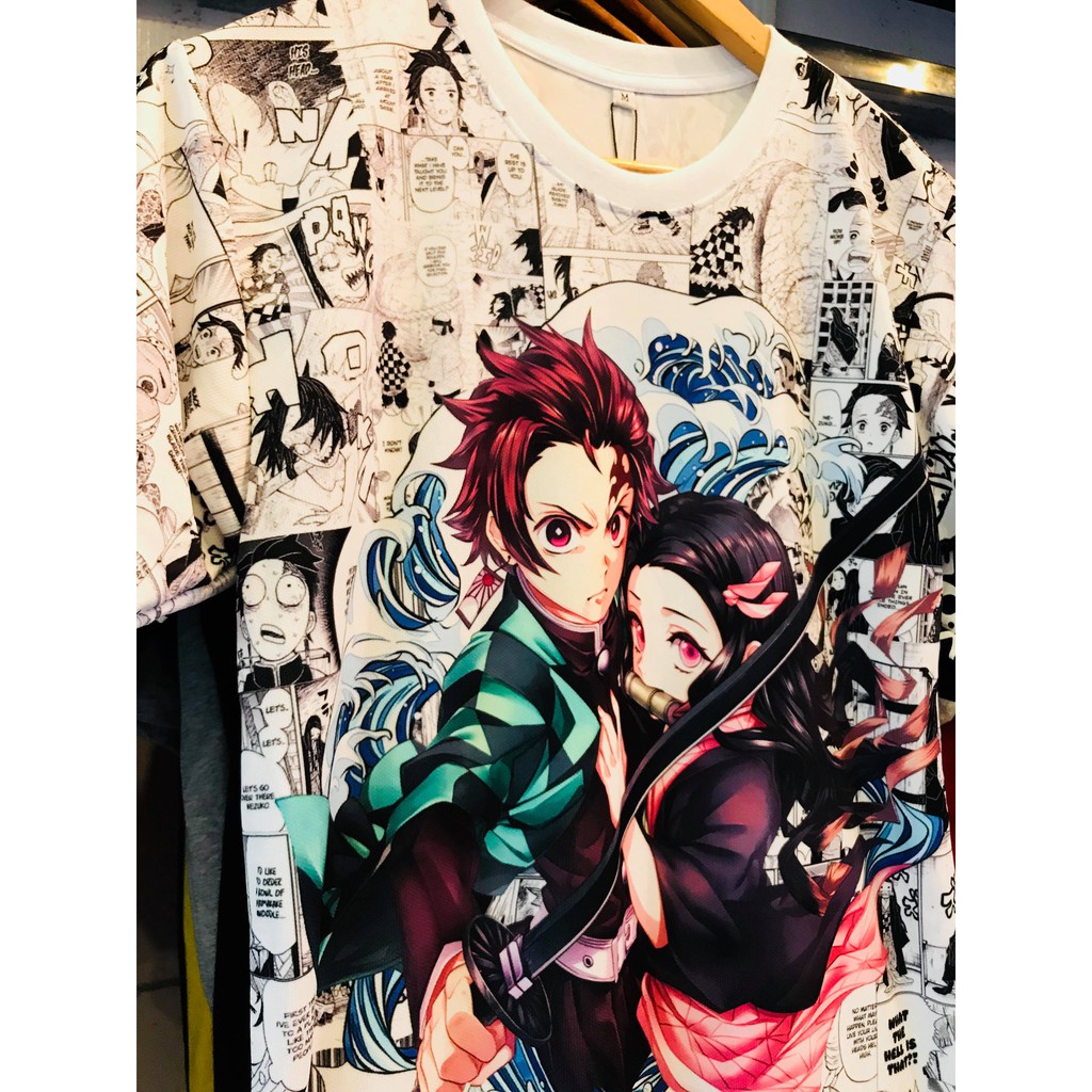 Kaos Kimetsu no Yaiba Fullprint Tanjiro and Nezuko