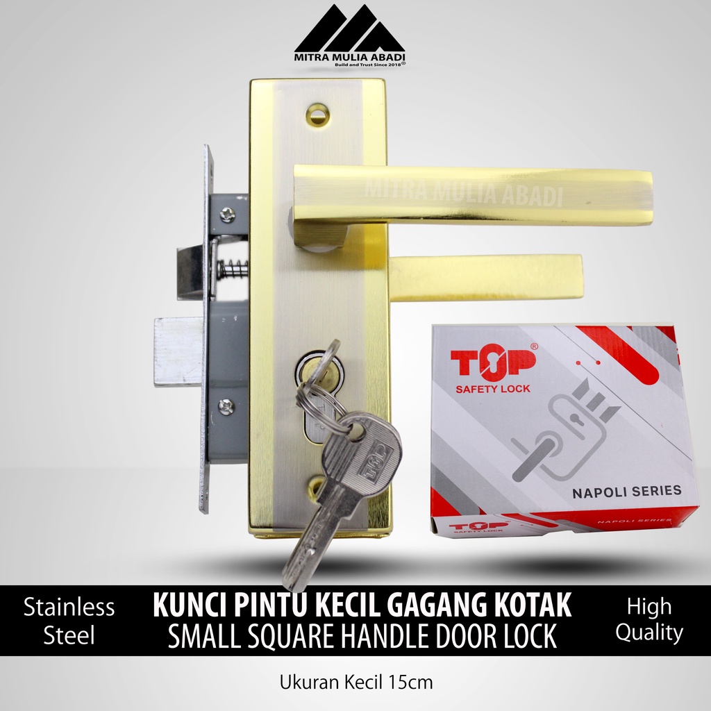 Kunci Pintu Rumah Gagang Kotak Kecil 15cm Napoli doorlock fullset