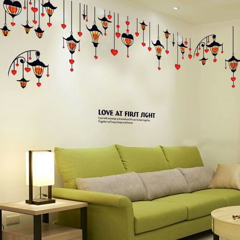 RELIZA WALL STICKER LAMPU GANTUNG LAMPION HATI LOVE FIRST SIGHT SK9147 STIKER DINDING