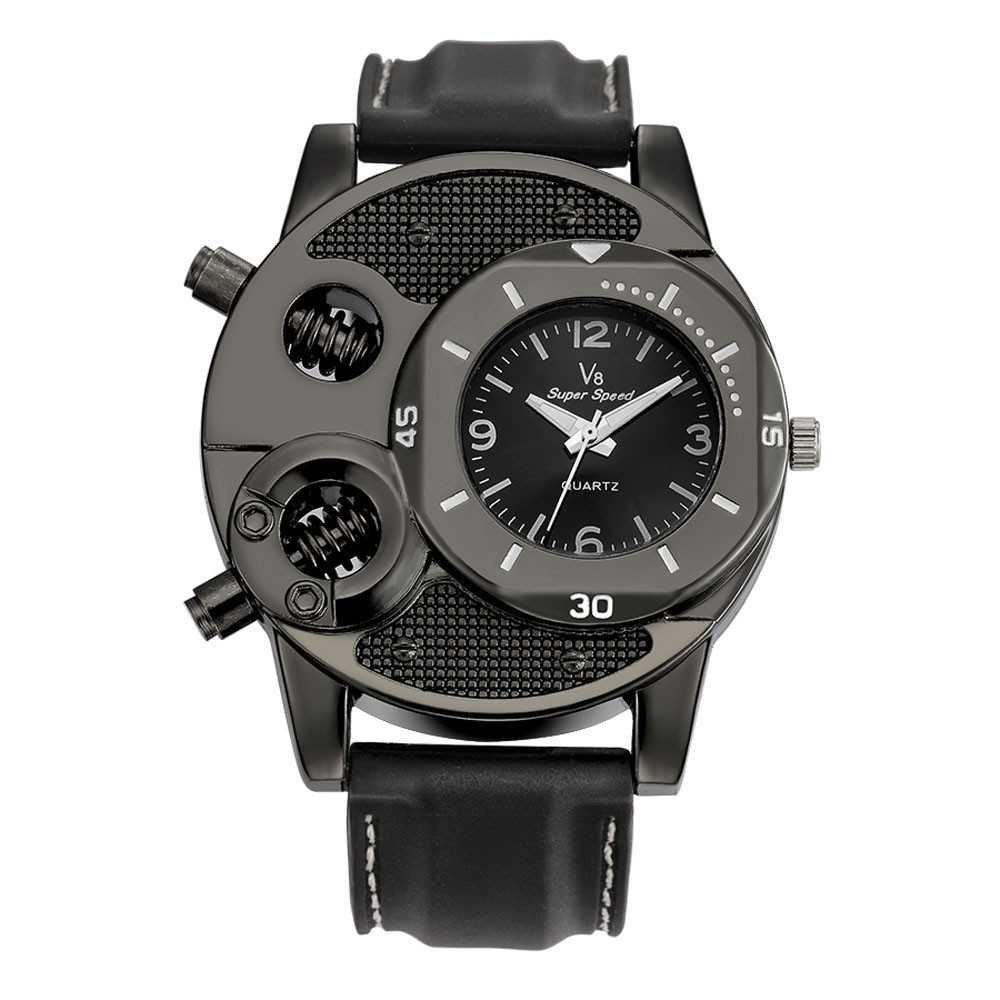 Super Speed Jam Tangan Analog Luxury Quartz - V8 [Hitam]