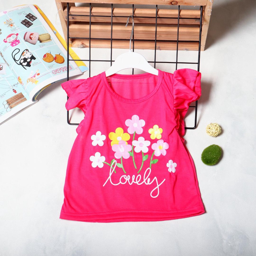 BEFAST - ZTL OOTD Tshirt Anak Perempuan RIANI / tshirt anak perempuan lovely flower / Kaos Anak Balita Terbaru / Pakaian Anak-Anak perempuan / Atasan Anak Lengan Pendek / Tshirt Motif Bunga / Fashion Casual Anak-Anak / Kaos Anak Kekinian / Termurah