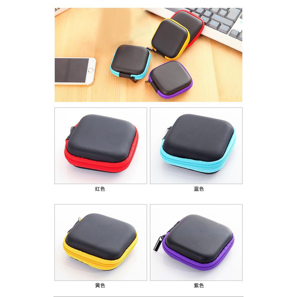 Dompet Headset Tempat Penyimpanan Earphone Pouch Handsfree Case Head Set Organizer Koin Mini Murah