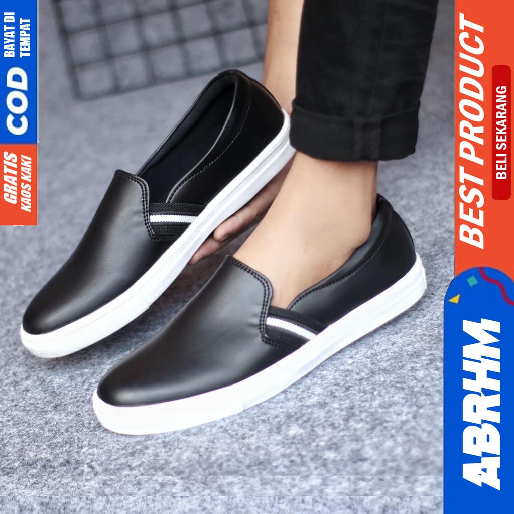 ABRHM NUE Sepatu Casual Slip On Santai Pria Slop Kulit Pu Anti Slip Original