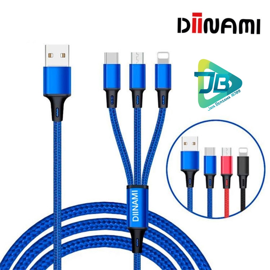 BM021 QC33 1.2M DIINAMI Kabel cable data USB 3in1 Micro ligthing tipe c 2.4A original fast Charging JB5062