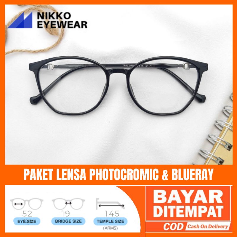 Paket Kacamata 8175 Lensa Antiradiasi Photocromic Blueray