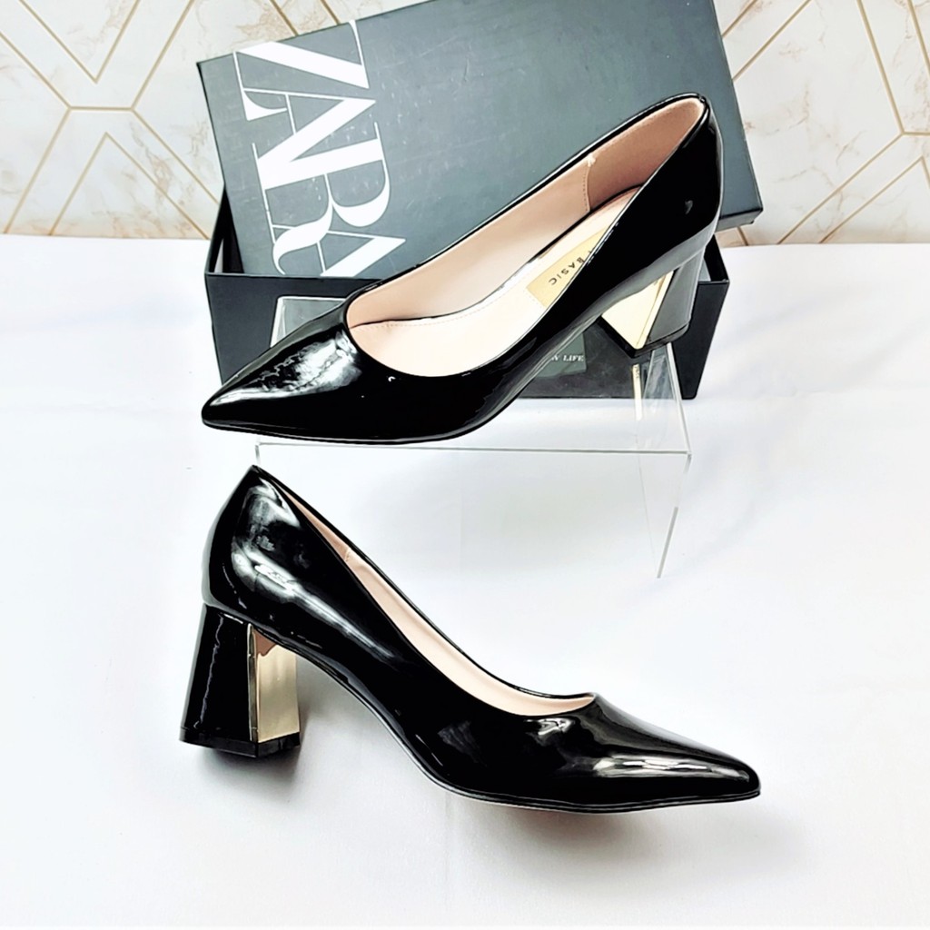 ZR Glossy Plated Basic Heels 68299-1-Black Glossy