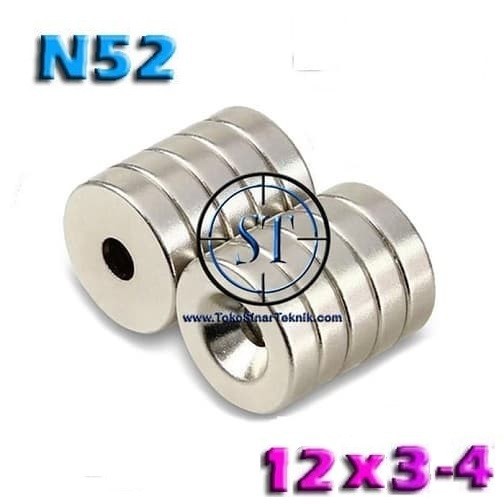 Magnet RING 12x3-L4 N52 Strong Magnet Neodymium Cincin Bulat Slinder 12x3mm Lubang 4mm