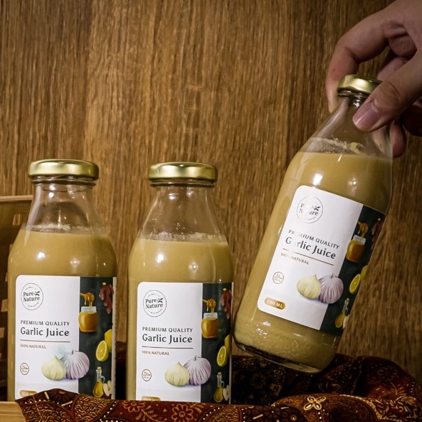 PureNature Jus Bawang Putih Tunggal Premium Dengan Jahe Merah Lemon Madu Cuka Apel HALAL