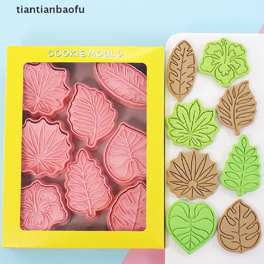 8pcs Cetakan Pemotong Kue / Biskuit / Fondant Bentuk Daun