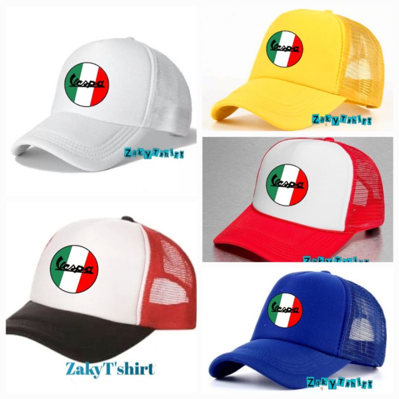Topi Jaring Truker Logo Vespa