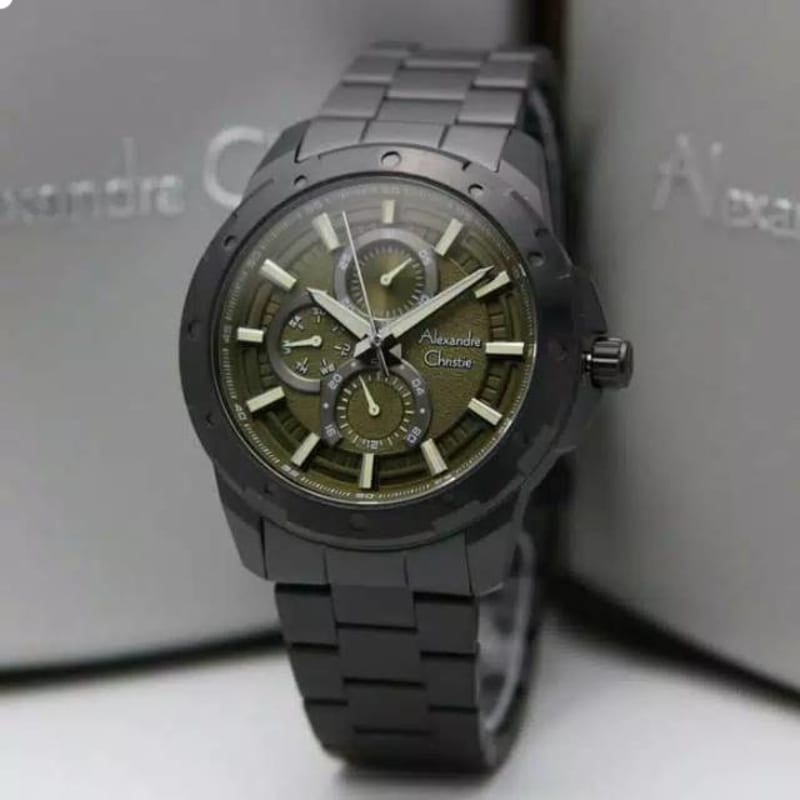 JAM TANGAN PRIA ALEXANDRE CHRISTIE 6538 AC6538 AC 6538 BLACK GREEN ORIGINAL GARANSI RESMI 1 TAHUN