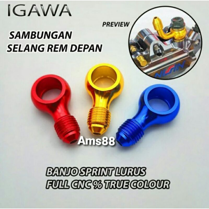 Banjo Selang Rem Full CNC - Banjo Lurus Sambungan Selang Rem Kaliper 2piston