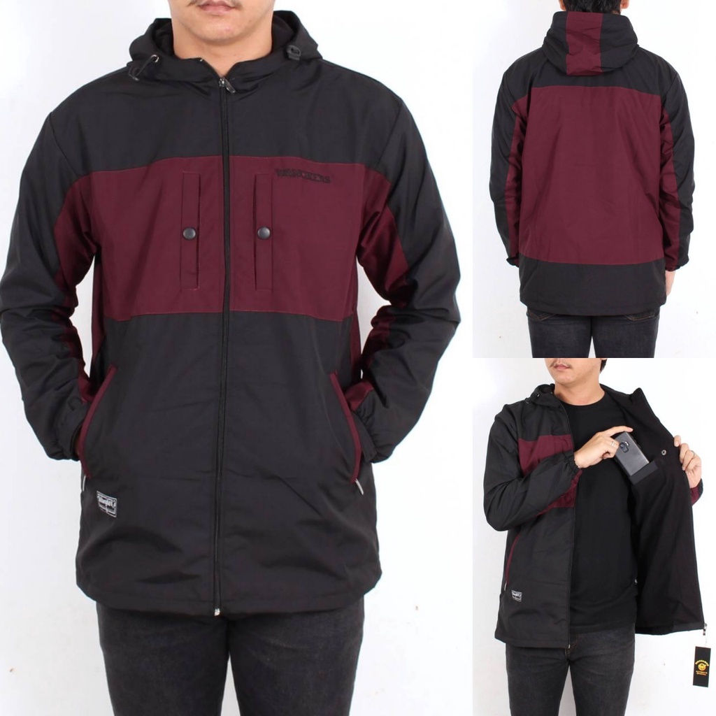 AKN - JAKET HOODIE OUTDOR PRIA / JAKET  HOODIE PARASUT TASLAN COWOK ORIGINAL WANGKERS WATERPROOF TERBARU