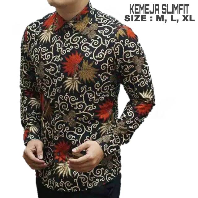 Kemeja Batik  Pria PPBTK07 Modern Lengan  Panjang  Casual 