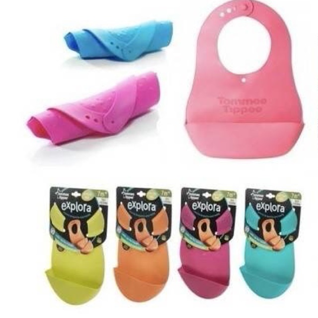 Tommee Tippee Bibs Roll &amp; Go Silicone Bibs Slabber Baby