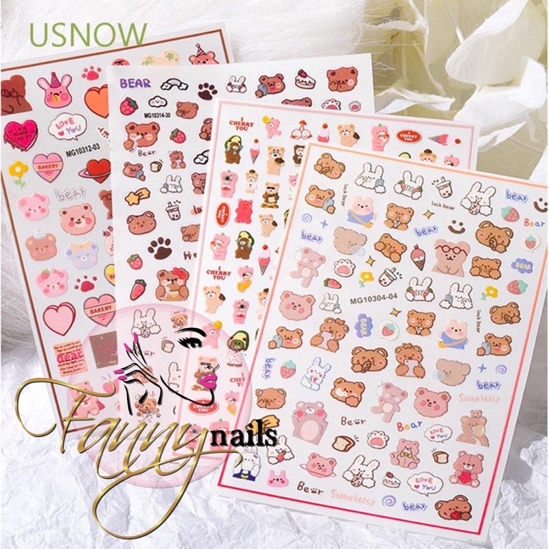 STICKER KUKU BEAR STICKERS PREMIUM 3D 5D STIKER KUKU NAIL STICKER NAILART BERUANG