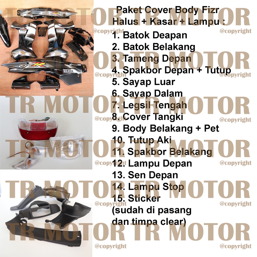 Cover Body Fizr F1zr Sporty Hitam Full Set Halus Cover Bodi Yamaha Fiz r