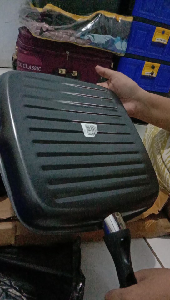 Square Griddle Carin Teflon Wajan Pemanggang Gagang Anti Lengket