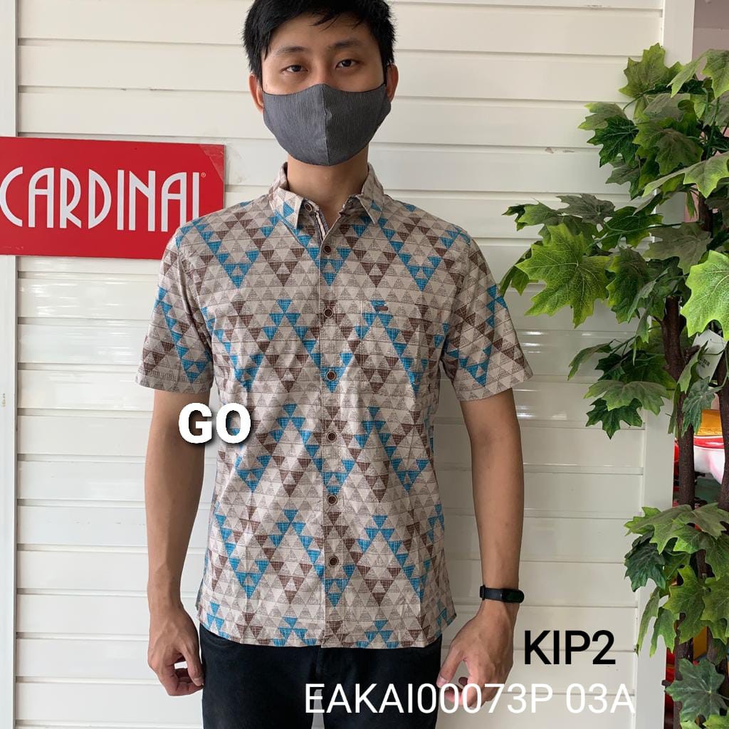 gos KIP CARDINAL KEMEJA SLIMFIT Pakaian Atasan Pria Hem Casual Santai Motif Original Lengan Pendek
