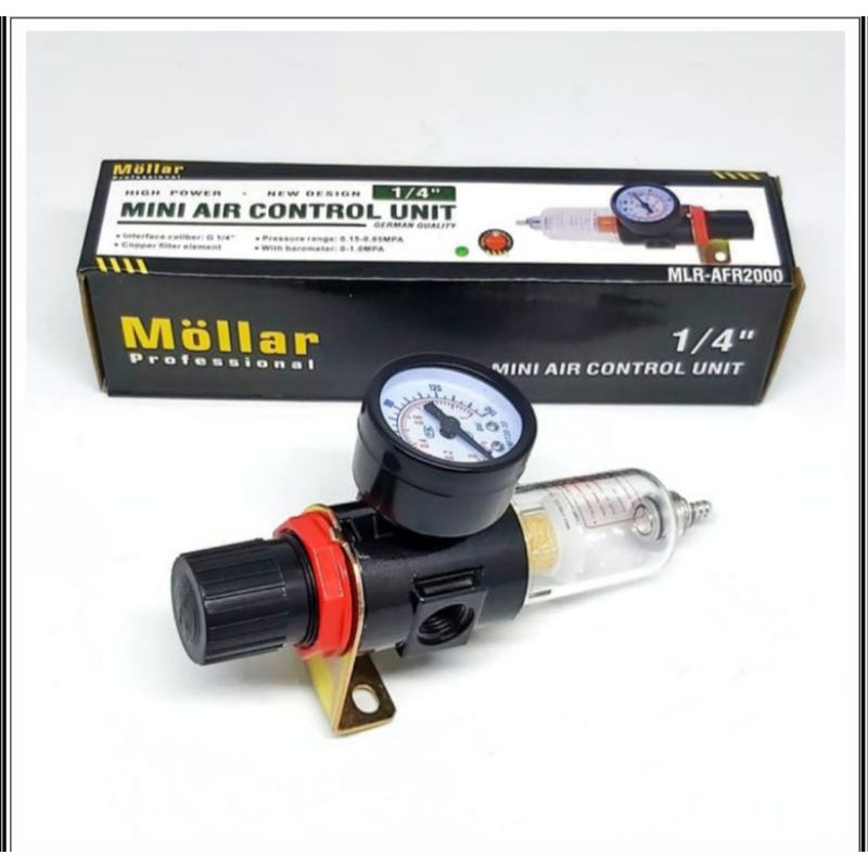AFR2000 Air Filter Regulator/Regulator Pemisah Air Tersaring/Prosesor Sumber Udara PNP Mollar Single Air Filter Regulator 1/4 Inch - Filter Udara Kompresor