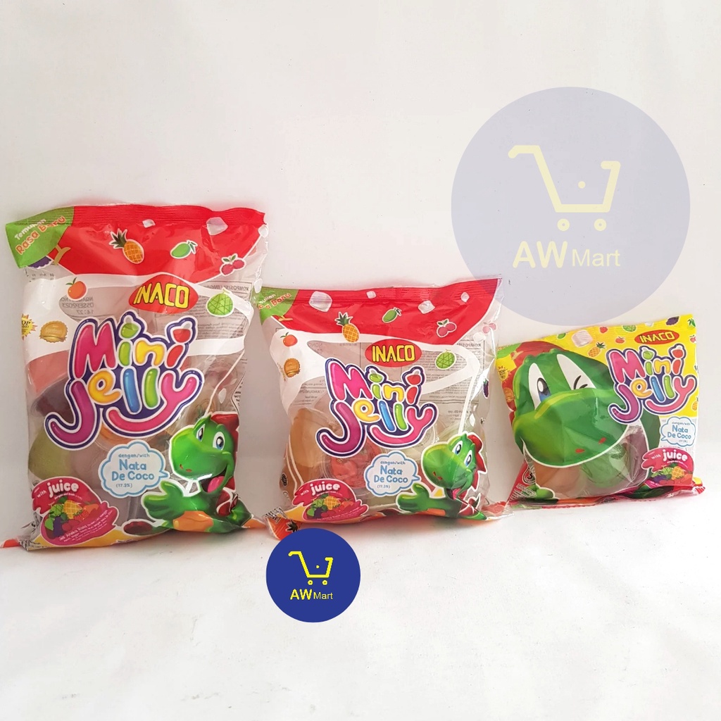 INACO MINI JELLY ISI 5, 15, 25 DENGAN NATA DE COCO DAN SARI BUAH 75GR, 225GR, 375GR