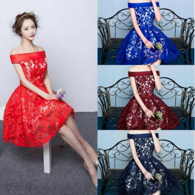 DRESS PESTA NATAL RESTOK DRESS PESTA REMAJA PARTY DRESS BROKAT REMAJA - TERUSAN