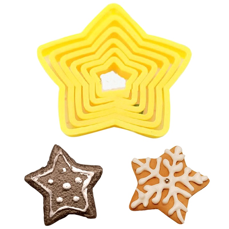 (dreamdreaming.id) 6pcs / set Cetakan Kue / Biskuit Bentuk Pohon Natal / Bintang