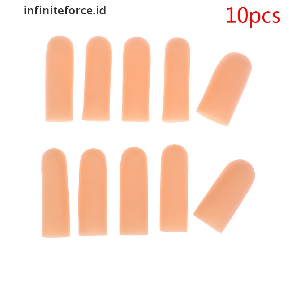 (Infiniteforce.Id) 10pcs / Set Cap Pelindung Jari Bahan Silikon Untuk Pereda Nyeri