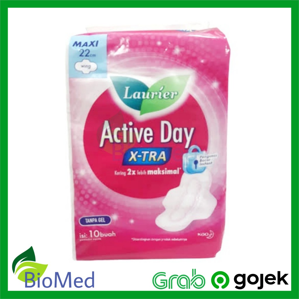 Pembalut LAURIER ACTIVE DAY X-TRA isi 10 Kering Maksimal Tanpa Gel