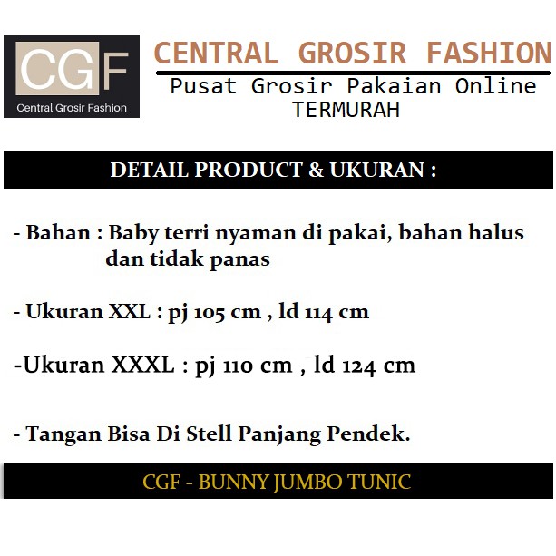 Bunny Jumbo Tunik - Central Grosir Fashion (CGF) - Ukuran XXL-3XL - Matt Baby Terri