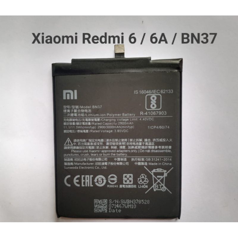 Baterai xiaomi BN37 BN 37 Redmi 6 . 6A battery baterei batre batrei batere