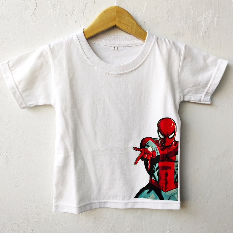 Kaos anak Spiderman samping putih 24S