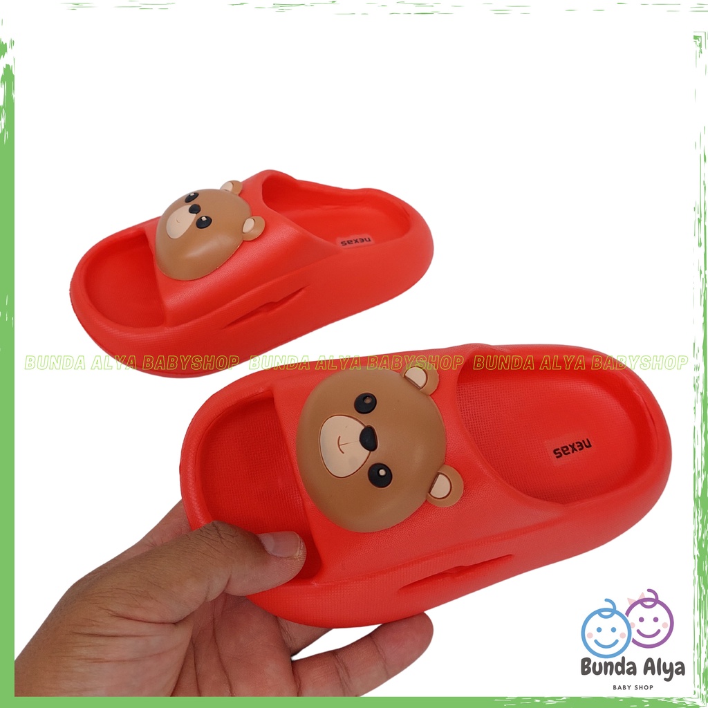 Sendal Anak Laki Laki Usia 1 2 3 4 5 Tahun BEAR MERAH Karet Anti Licin - Sendal Anak Cowok Model Tali Belakang Motif Kartun Lucu Karet Anti Licin Size 18-29