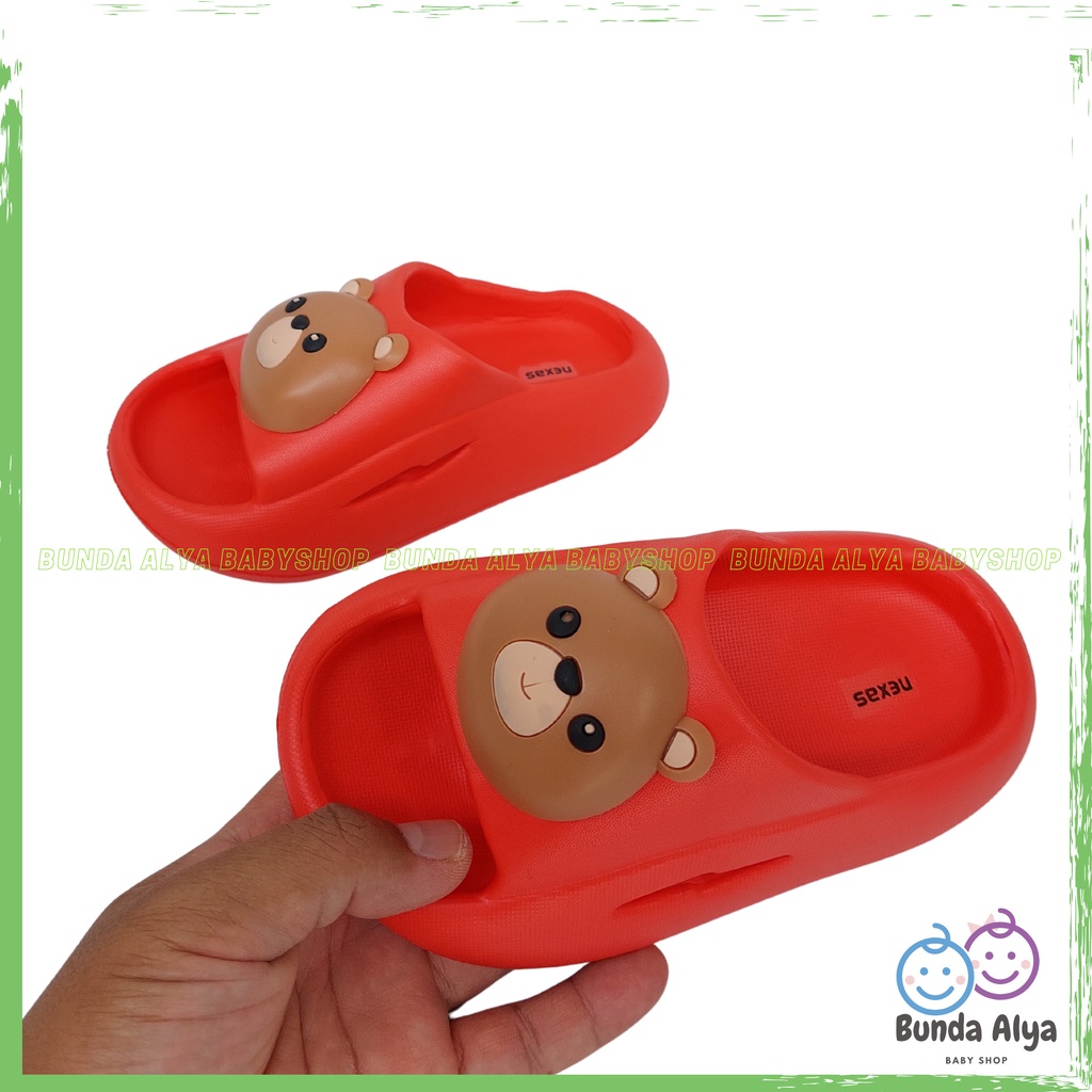 Sendal Anak Laki Laki Usia 1 2 3 4 5 Tahun BEAR MERAH Karet Anti Licin - Sendal Anak Cowok Model Tali Belakang Motif Kartun Lucu Karet Anti Licin Size 18-29