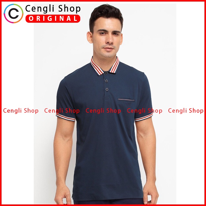 BAJU KAOS POLO PRIA CARDINAL ORIGINAL LENGAN PENDEK BIRU NAVY CA09