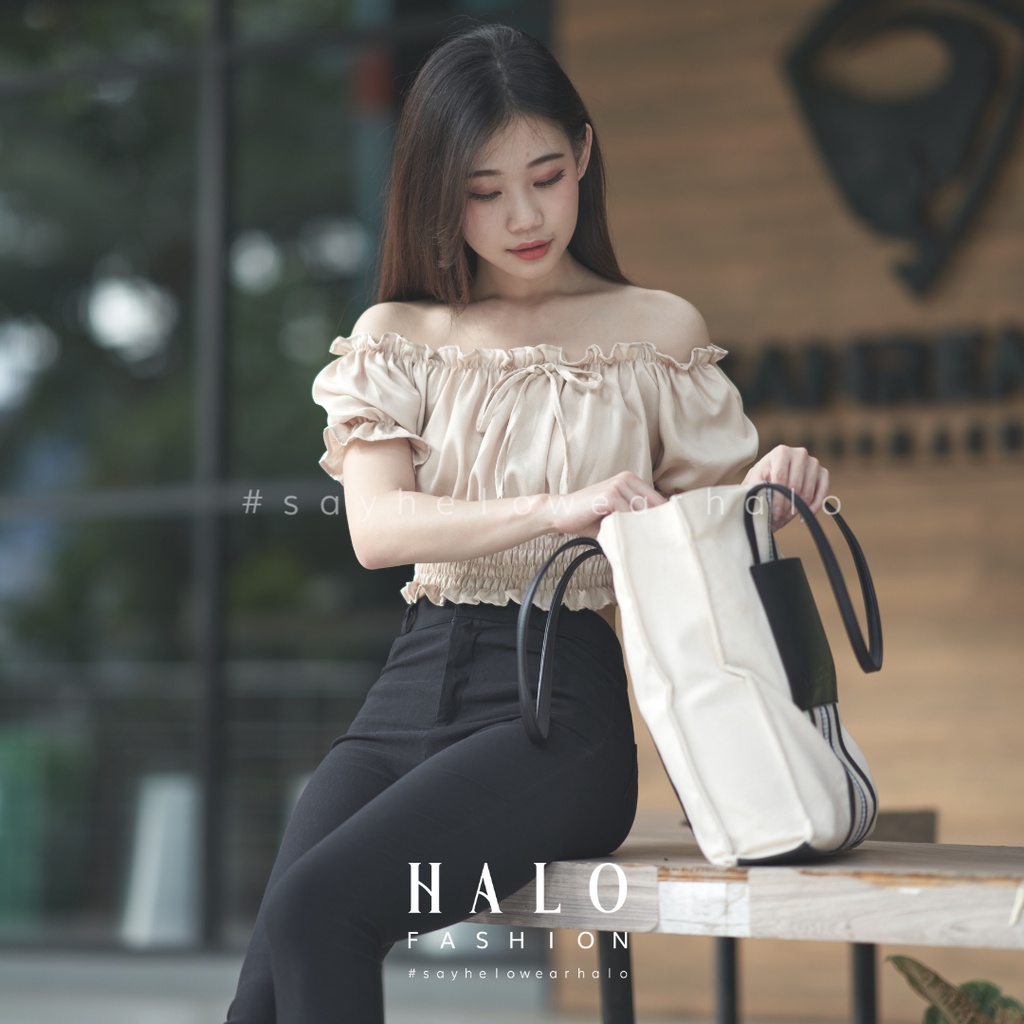 [HaloFashion] Anandara Sexy Sabrina Crop Top Basic Top Korean Fashion