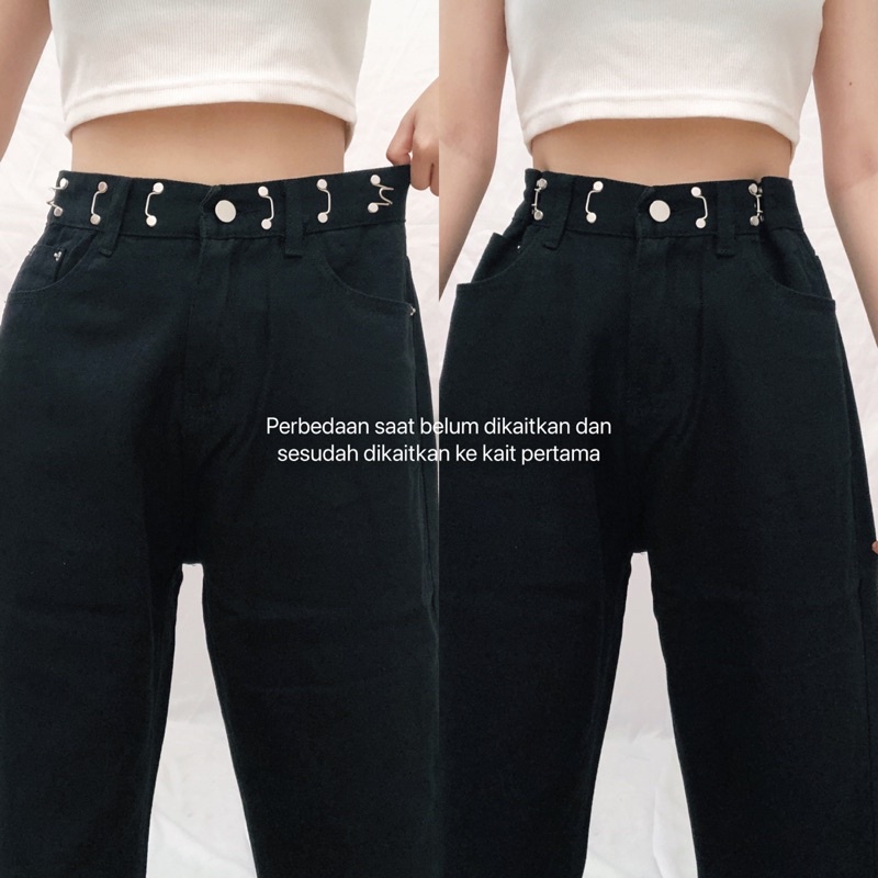 CLOTHIER - Calla Adjustable Jeans | Unisex Black Baggy Wide Leg Jeans