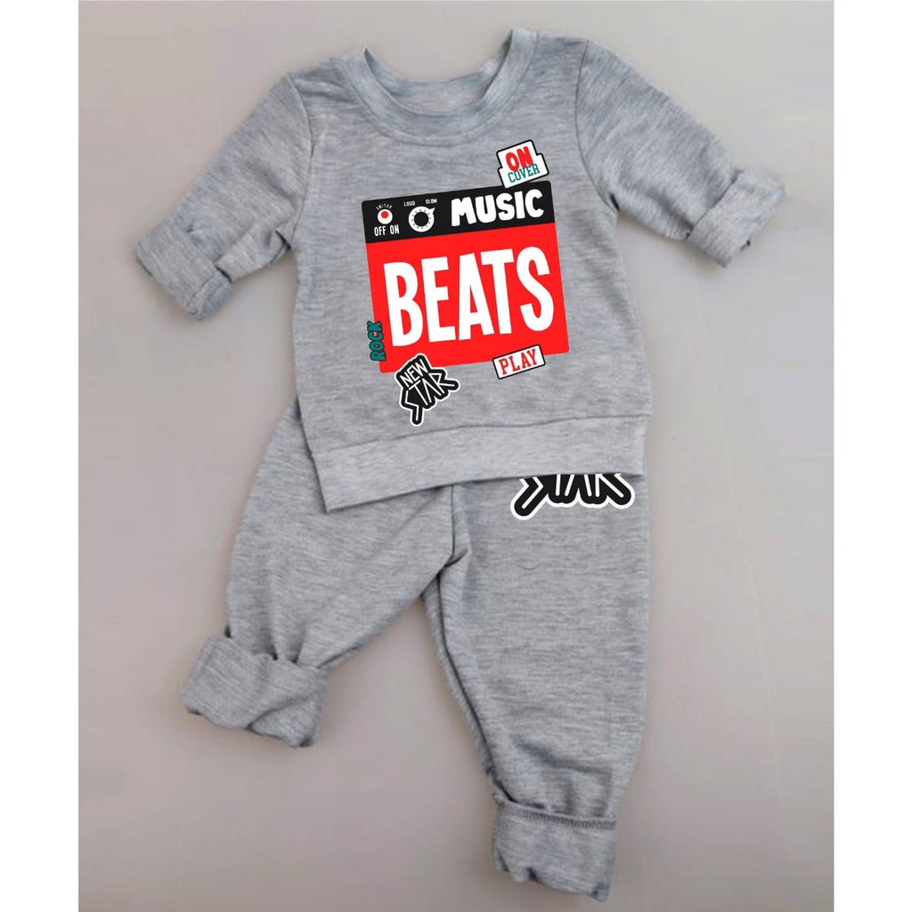 ZAHRA - Setelan Baju Anak Laki Laki &amp; Anak Perempuan MUSIC BEATS