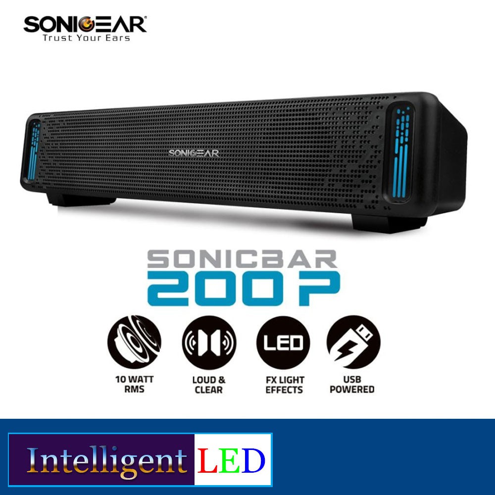 SonicGear 10W Passive Speakers 5V SoundBar Effect Lampu LED -200P