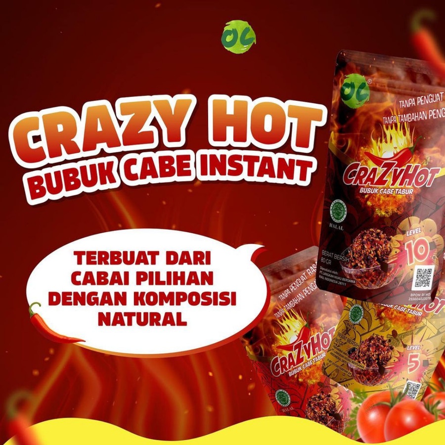 Organic Center Bubuk Cabe Pedas Extreme Level 10 Crazy Hot 80 gram