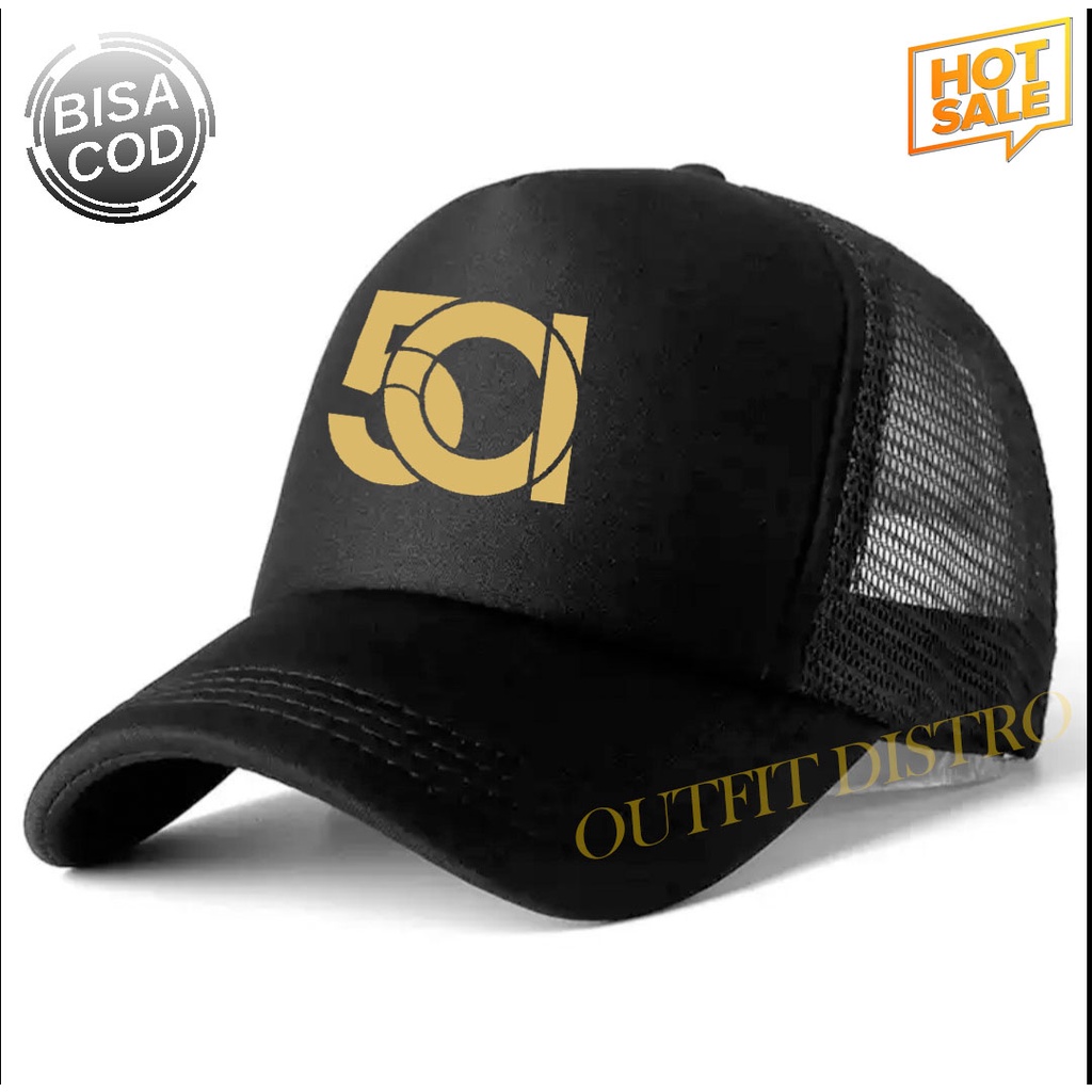 COD Topi distro 501 Pria Wanita Terkeren Logo Gold Premium Quality - Topi Trucker Jaring Good Qualit