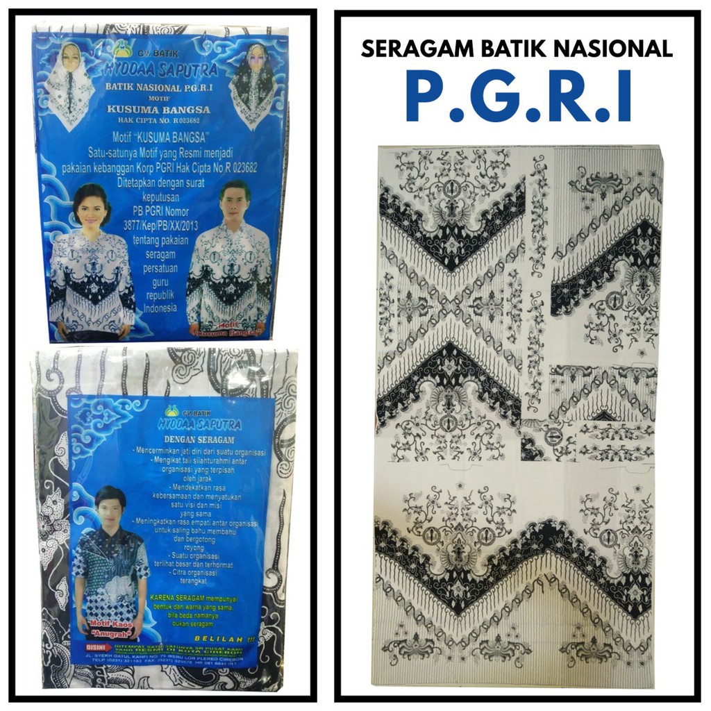 Kain Seragam PGRI ASLI bahan BSY motif Kusuma Bangsa - Hyddha Saputra