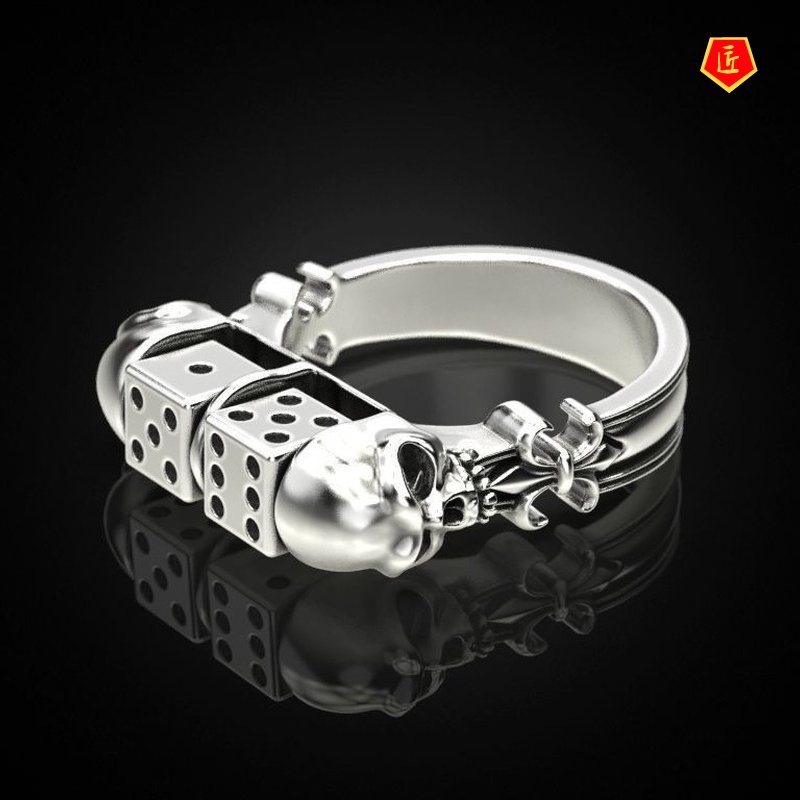 [Ready Stock]Creative Skull Dice Ring Vintage Punk Style